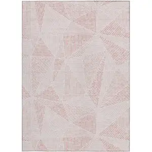 Photo of Blush And Pink Geometric Washable Indoor Outdoor Area Rug