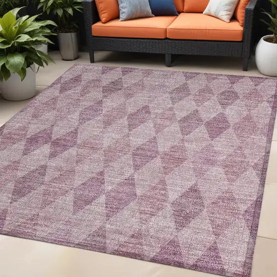 Blush Geometric Washable Non Skid Indoor Outdoor Area Rug Photo 1