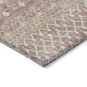 Photo of Blush Gold And Ivory Tribal Washable Indoor Outdoor Area Rug