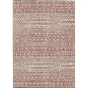 Photo of Blush Gold And Ivory Tribal Washable Indoor Outdoor Area Rug