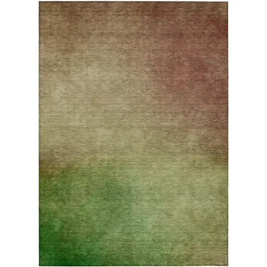 Blush Taupe And Green Ombre Washable Indoor Outdoor Area Rug Photo 2