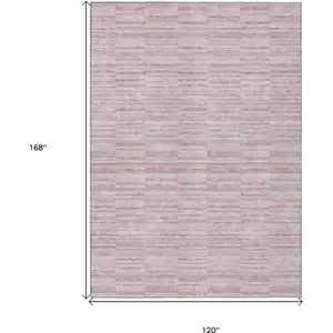 Photo of Blush Pink And Beige Striped Washable Indoor Outdoor Area Rug