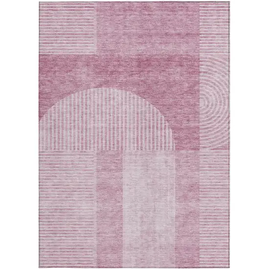 Blush Pink And Mauve Geometric Washable Indoor Outdoor Area Rug Photo 5