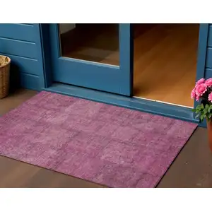 Photo of Blush Pink And Mauve Patchwork Washable Indoor Outdoor Area Rug