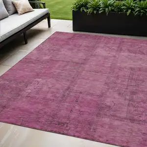 Photo of Blush Pink And Mauve Patchwork Washable Indoor Outdoor Area Rug