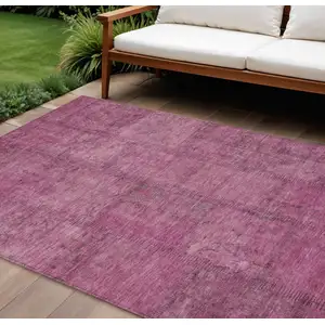 Photo of Blush Pink And Mauve Patchwork Washable Indoor Outdoor Area Rug