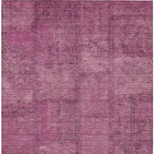 Photo of Blush Pink And Mauve Patchwork Washable Indoor Outdoor Area Rug