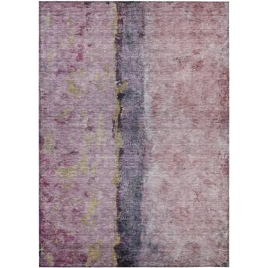 Blush Pink And Purple Abstract Washable Indoor Outdoor Area Rug Photo 2