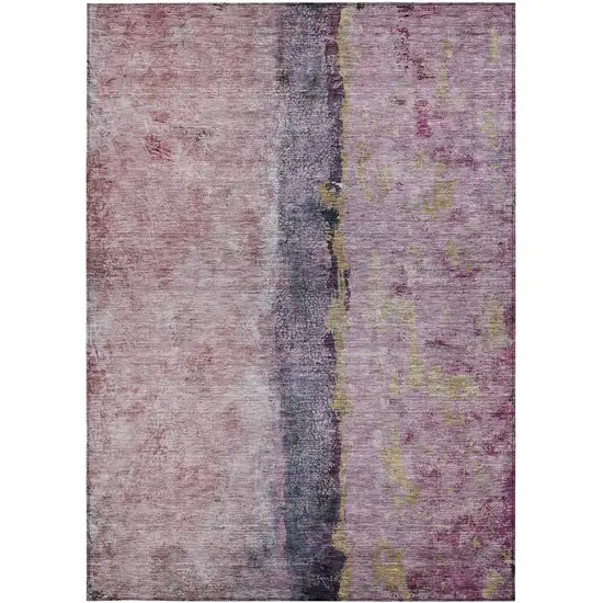 Blush Pink And Purple Abstract Washable Indoor Outdoor Area Rug Photo 6