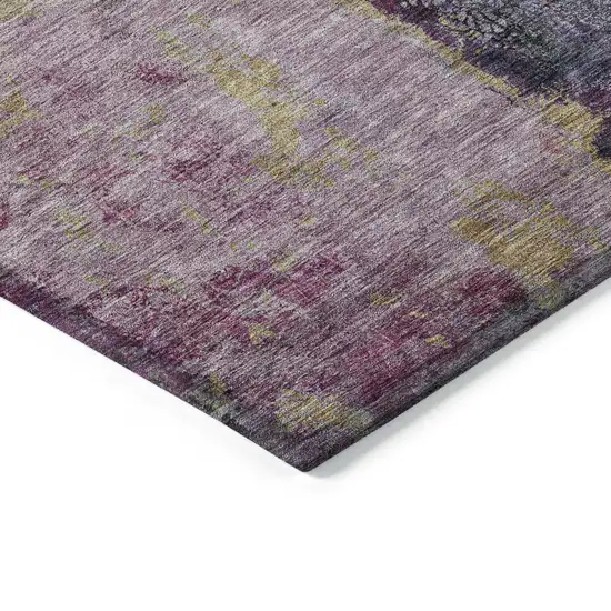 Blush Pink And Purple Abstract Washable Indoor Outdoor Area Rug Photo 4