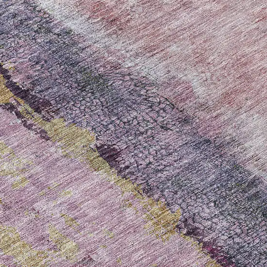 Blush Pink And Purple Abstract Washable Indoor Outdoor Area Rug Photo 5