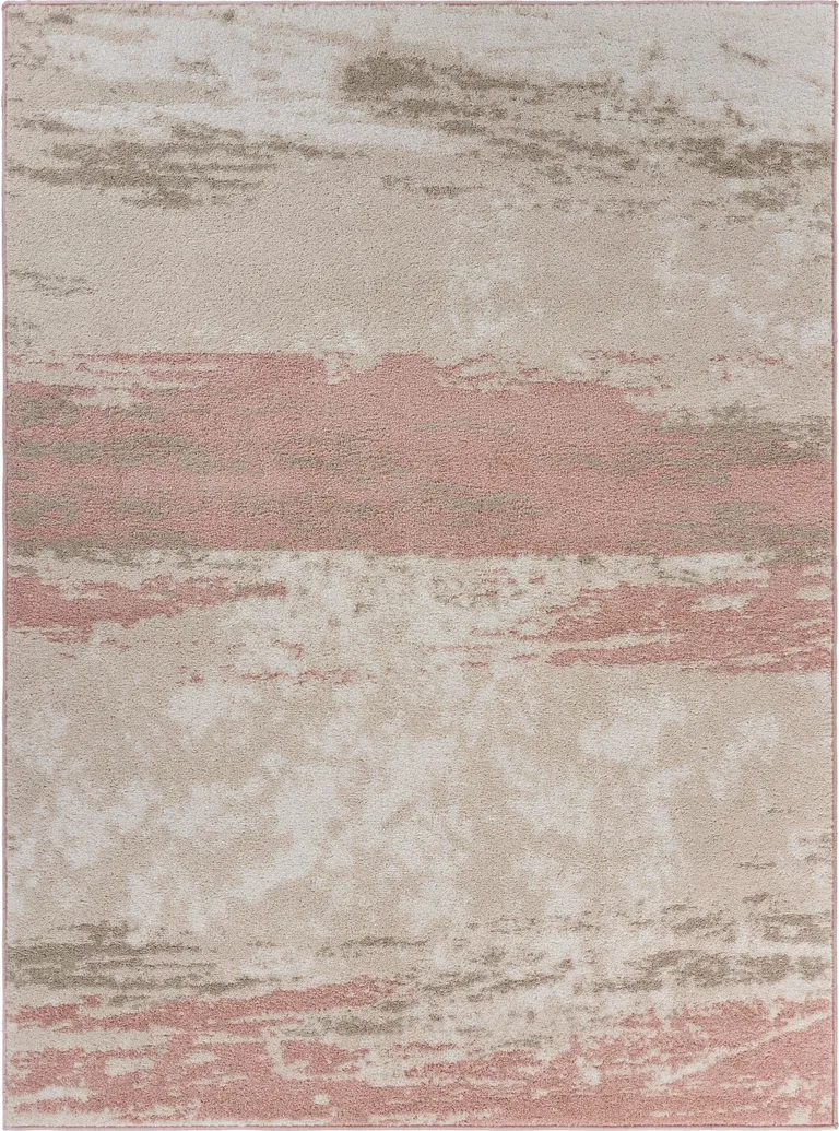 Blush and Beige Abstract Strokes Area Rug Photo 1