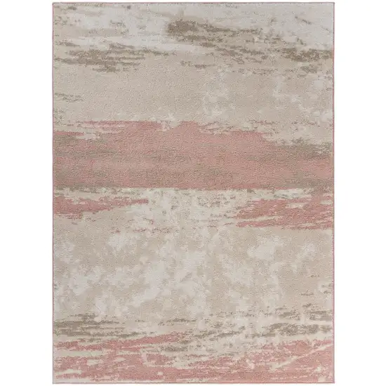 Ivory Beige and Blush Abstract Area Rug Photo 1