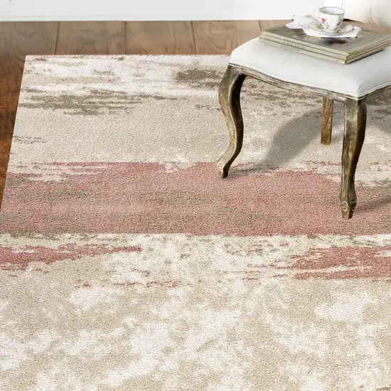 Blush and Beige Abstract Strokes Area Rug Photo 8