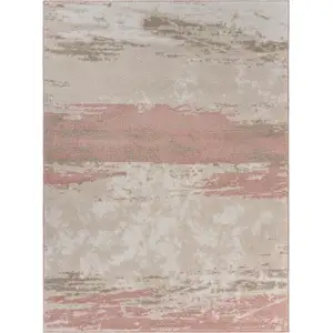 Photo of Blush and Beige Abstract Strokes Area Rug