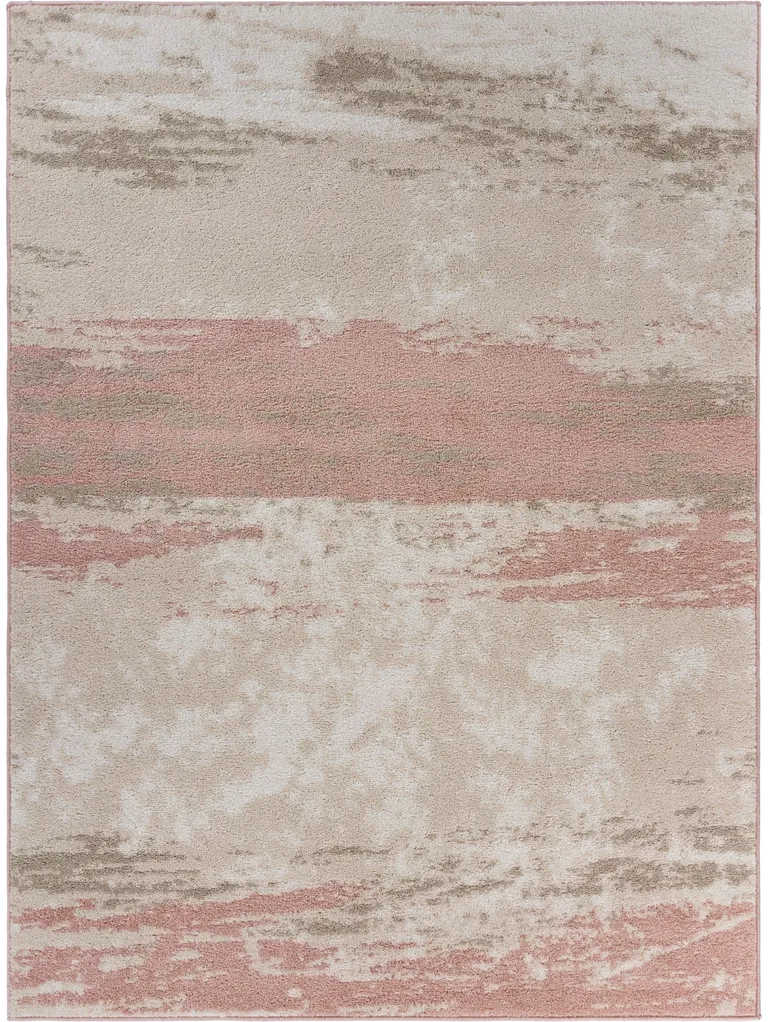 Blush and Beige Abstract Strokes Area Rug Photo 5