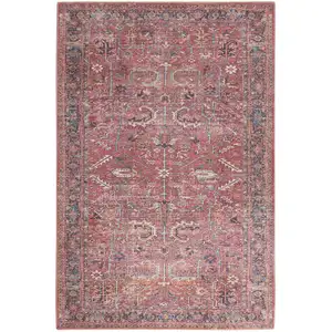 Photo of Brick Medallion Distressed Washable Area Rug