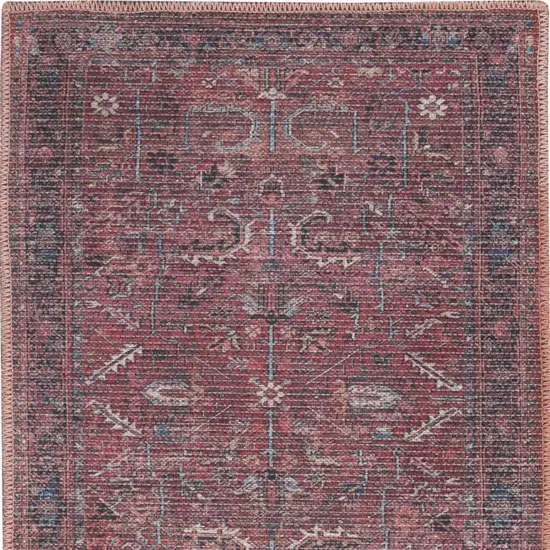 Brick Oriental Power Loom Distressed Washable Area Rug Photo 4