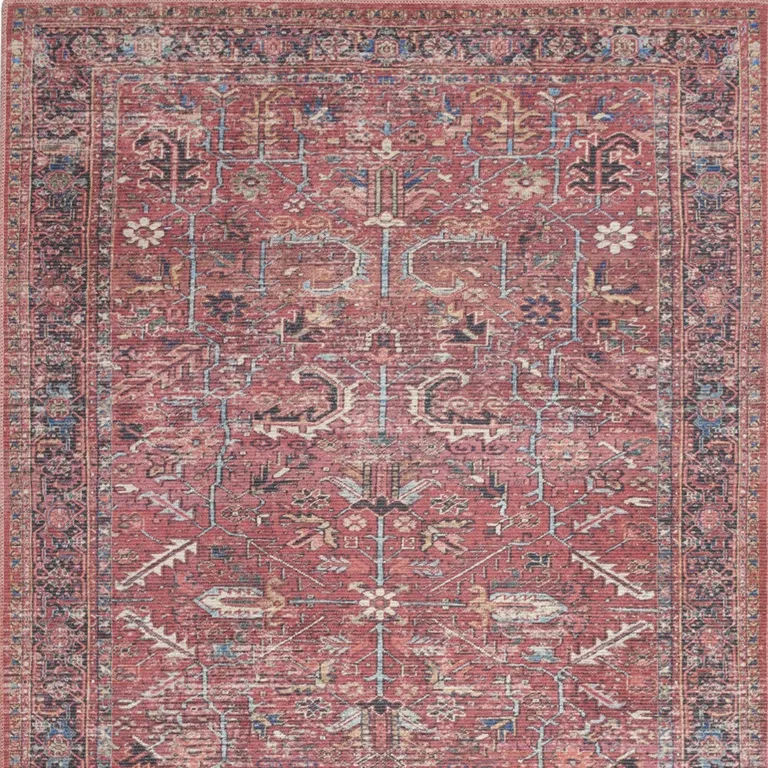 Brick Oriental Power Loom Distressed Washable Area Rug Photo 4