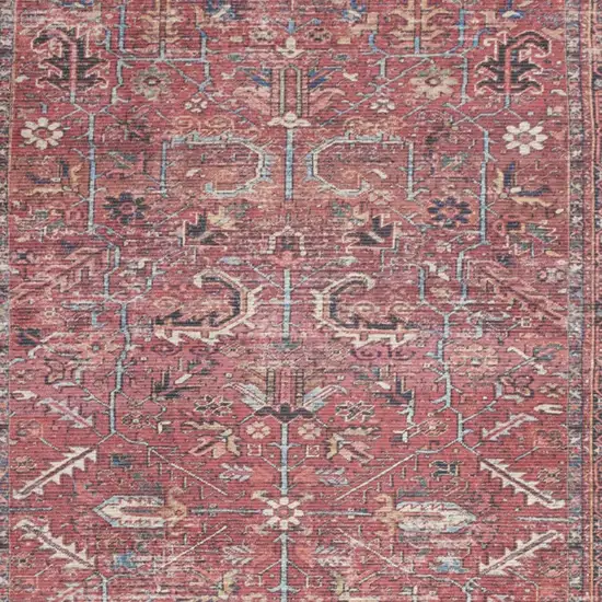 Brick Oriental Power Loom Distressed Washable Area Rug Photo 3