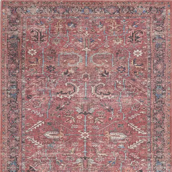 Brick Oriental Power Loom Distressed Washable Area Rug Photo 4