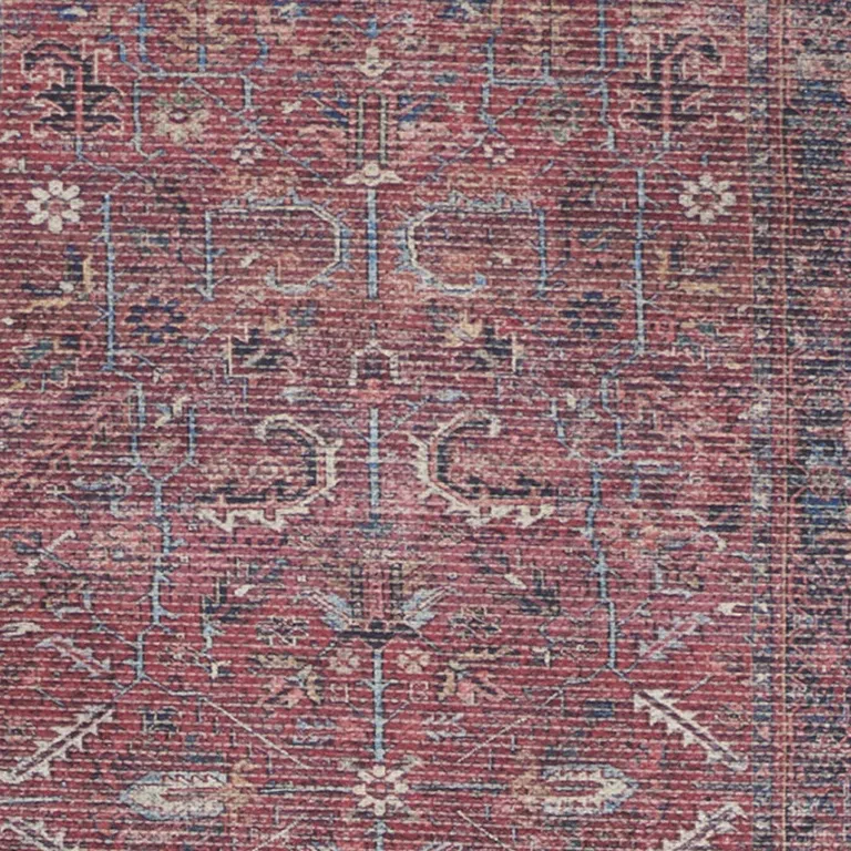 Brick Oriental Power Loom Distressed Washable Runner Rug Photo 3