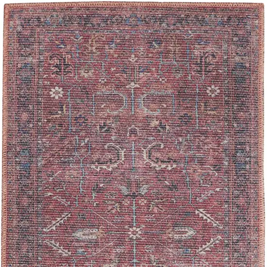 Brick Oriental Power Loom Distressed Washable Runner Rug Photo 4