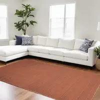 Photo of Brick Red Abstract Washable Area Rug