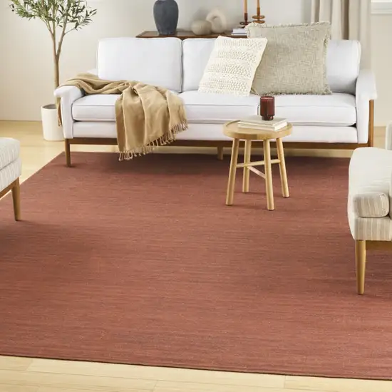 Brick Red Abstract Washable Area Rug Photo 8