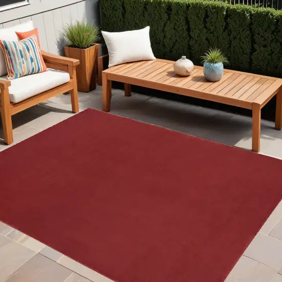 Brick Red Stain Resistant Indoor Outdoor Area Rug Photo 1