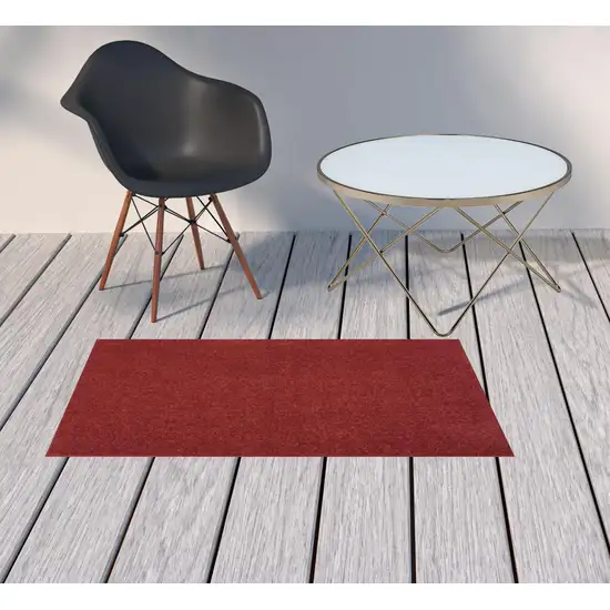 Brick Red Non Skid Indoor Outdoor Runner Rug Photo 2