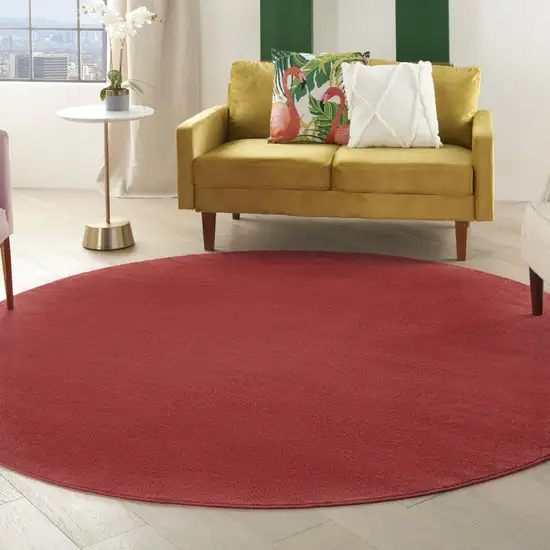 Brick Red Round Non Skid Indoor Outdoor Area Rug Photo 7