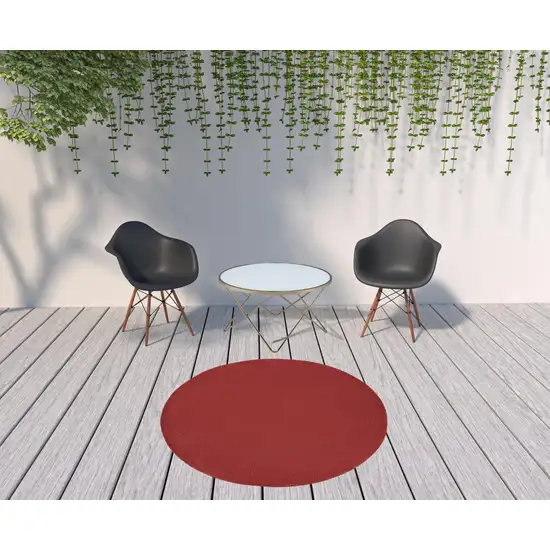 Brick Red Round Non Skid Indoor Outdoor Area Rug Photo 2