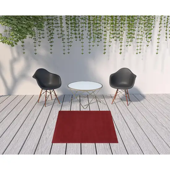 Brick Red Square Non Skid Indoor Outdoor Area Rug Photo 2