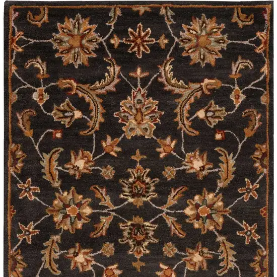 Brick Red and Orange Wool Floral Area Rug Photo 6