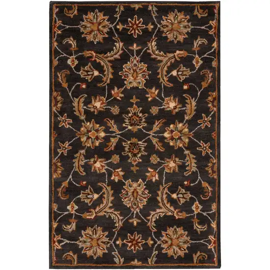 Brick Red and Orange Wool Floral Area Rug Photo 2