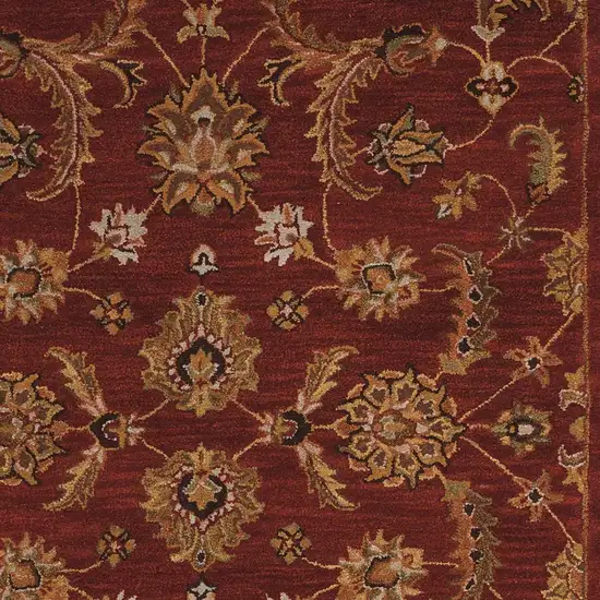 Brick Red and Orange Wool Floral Area Rug Photo 6