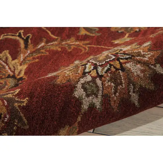 Brick Red and Orange Wool Floral Area Rug Photo 5