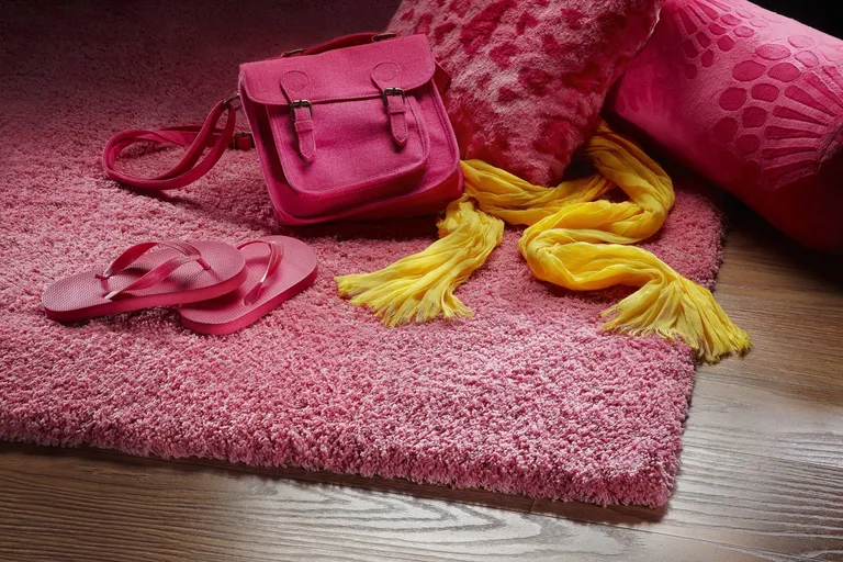 Bright Hot Pink Shag Area Rug Photo 5