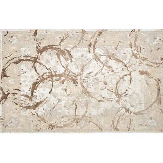 Bronze Abstract Area Rug With Fringe Photo 2