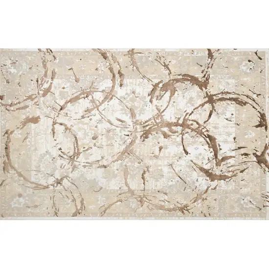 Bronze Abstract Area Rug With Fringe Photo 5