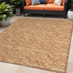 Photo of Bronze Geometric Washable Non Skid Indoor Outdoor Area Rug