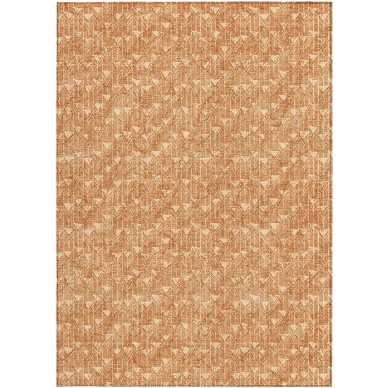 Bronze Geometric Washable Non Skid Indoor Outdoor Area Rug Photo 4