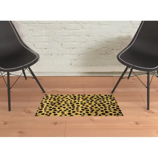 Bronze Leopard Print Washable Area Rug With UV Protection Photo 2