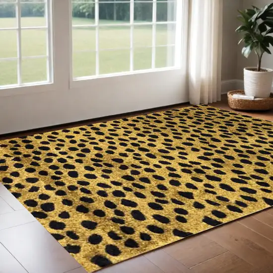 Bronze Leopard Print Washable Area Rug With UV Protection Photo 1