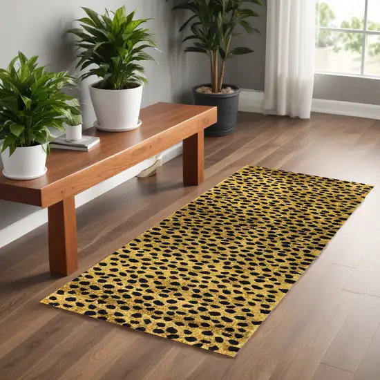 2' X 6' Bronze Leopard Print Washable Runner Rug With UV Protection Photo 1