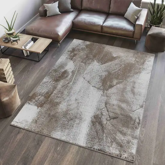 Brown Abstract Area Rug Photo 1