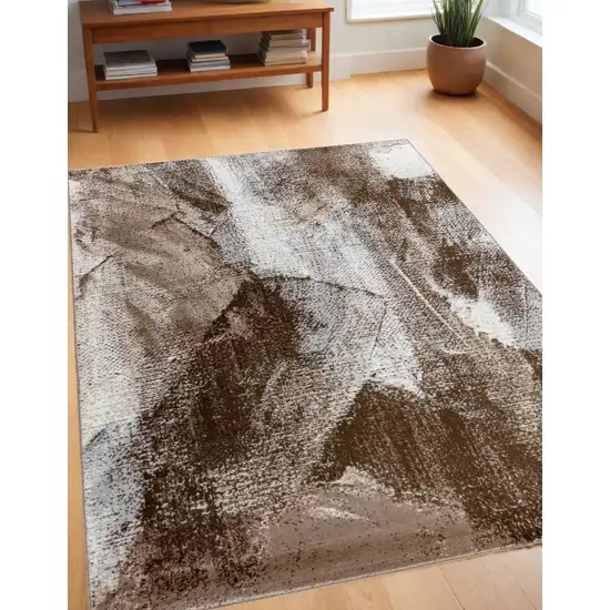 Brown Abstract Area Rug Photo 1