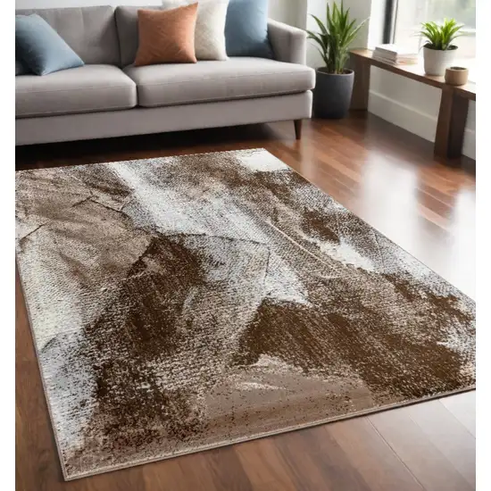 5' X 8' Brown Abstract Area Rug Photo 1