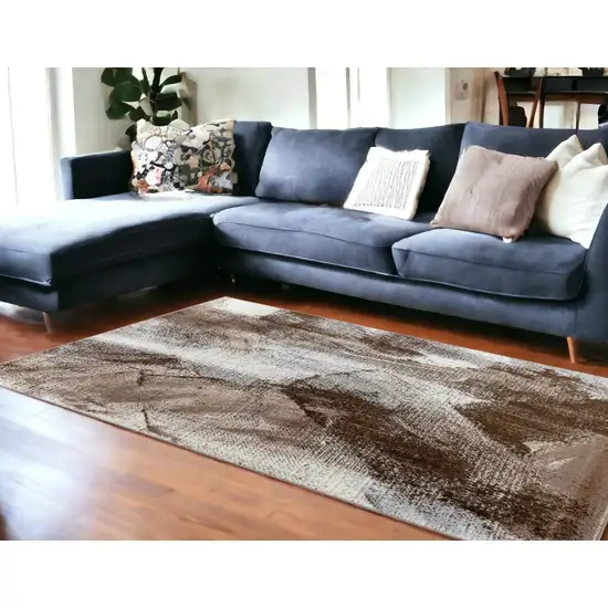 7' X 10' Brown Abstract Area Rug Photo 1